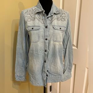 American Eagle Outfitters, studded denim, button-down shirt, women’s medium